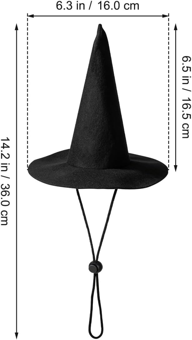 YARNOW 2 Pcs Dog Witch Hat Halloween Pet Hat Halloween Witch for Dog Cat Pet Costume Accessories, 17.00X16.00X12.50CM, Black