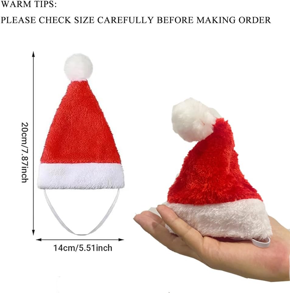6 Pcs Dog Cat Pet Santa Hat Christmas Pet Costumes Small Santa Hat Pet Christmas Photo Props for Puppy Kitten Small Cats Dogs