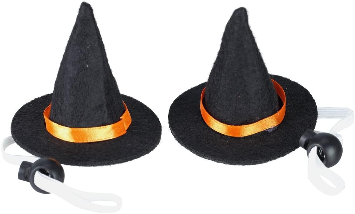 Witch Cat Dog Halloween Costumes Hat, Soft Pet Clothes Hats for Cats,2PCS