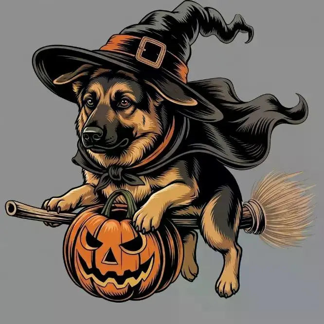 Comfort Colors Burnt Orange Custom Witch Costume Dog Halloween T-Shirt, 50+ Dog Breeds Available, Funny Spooky Pet Lover Tee