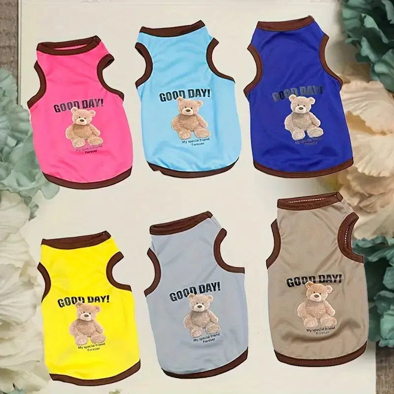 6pcs Pet Vest Set, Sleeveless Breathable Lightweight Spring Summer Apparel for Small-Medium Dogs & Cats, Pet Clothes