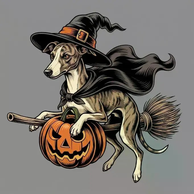 Comfort Colors Burnt Orange Custom Witch Costume Dog Halloween T-Shirt, 50+ Dog Breeds Available, Funny Spooky Pet Lover Tee