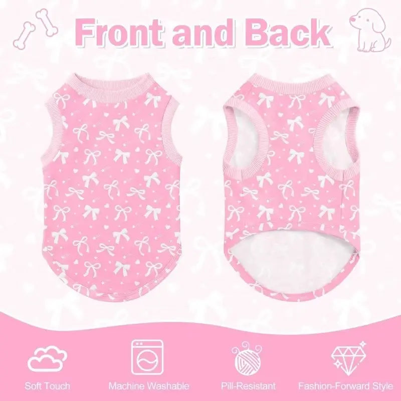 Pet Clothing, Bowknot Dog Vest, Lightweight Breathable Short Sleeve, Large Dogs, Poodle, Fashionable Pet Apparel, Puppy Clothes, Dachshund Clothes