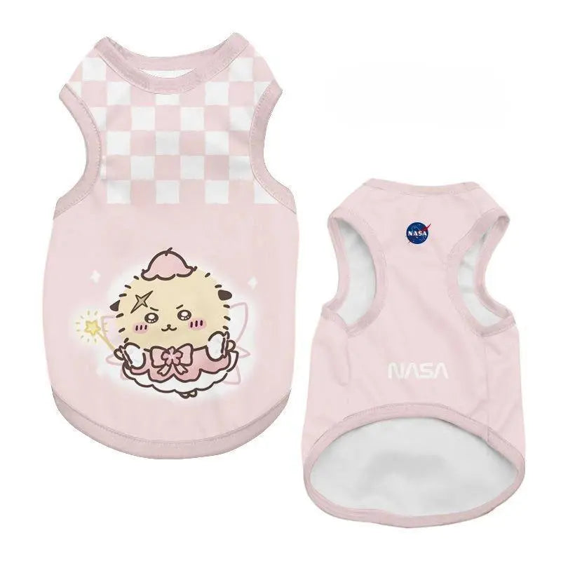 Chiikawa Pet Vest Summer Mesh Dog Clothes Cartoon Design Breathable Puppy Shirt For Small Dogs Cats Fashion Pet Supply Gift