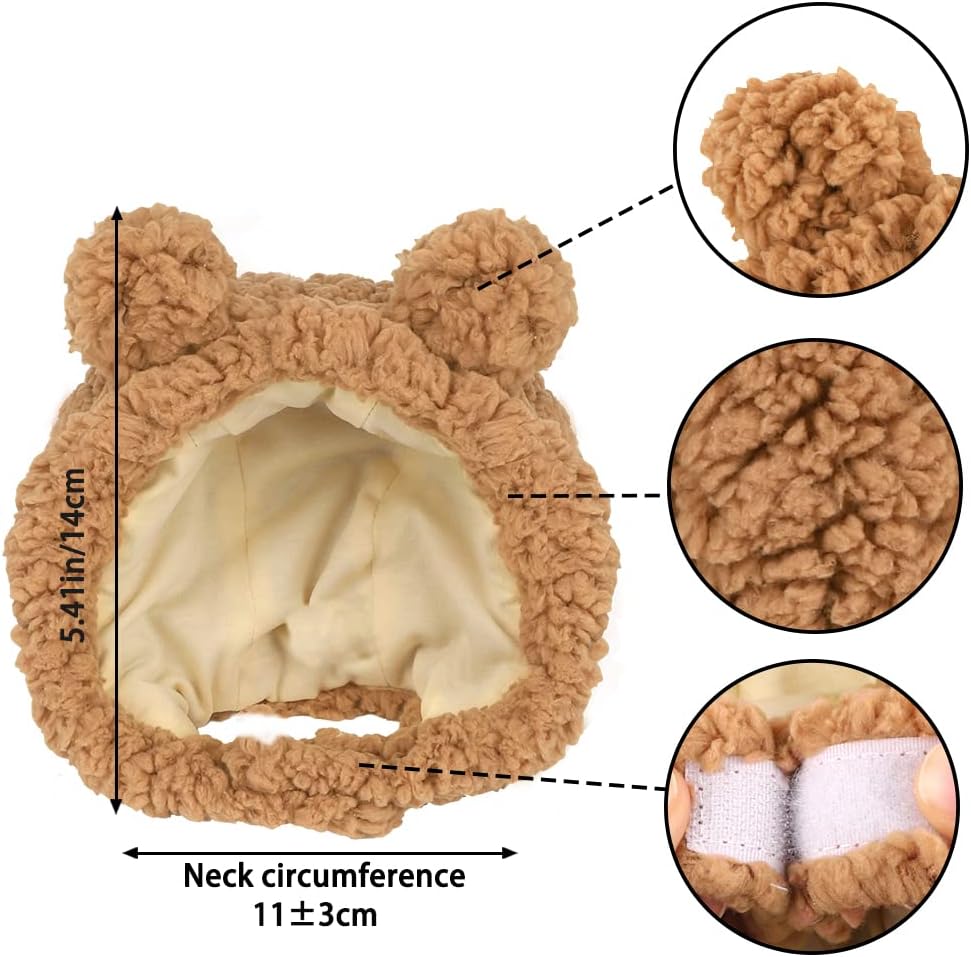 JOICEE Cute Cat Costume Warm Bear Hat Adjustable Small Pet Headwear for Cat