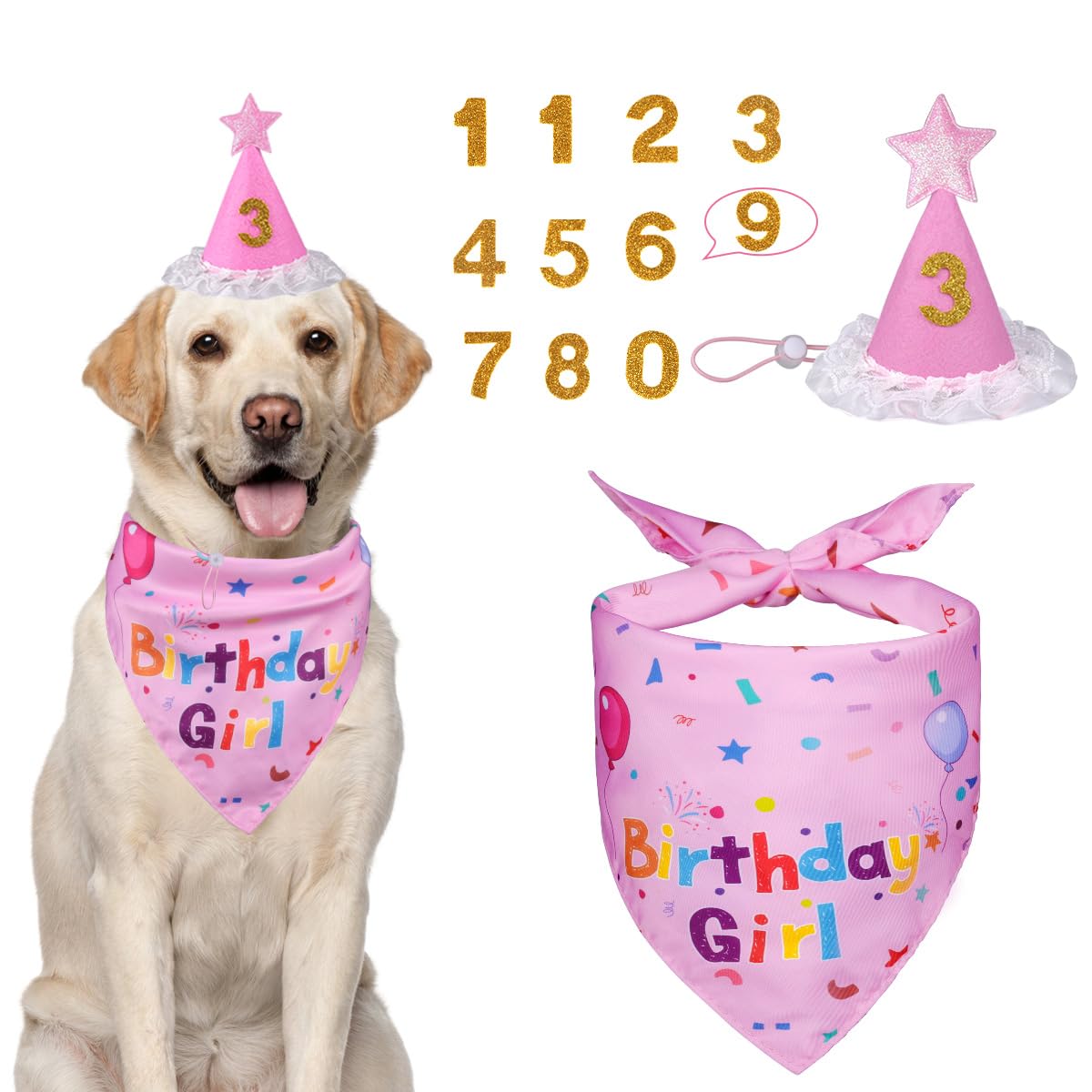 Dog Birthday Party Supplies,Dog Birthday Bandana,Dog Birthday Hat