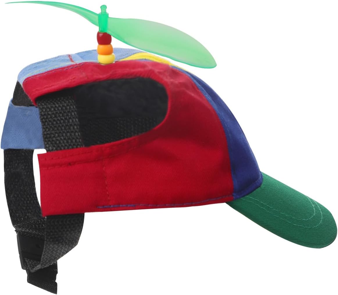Dog Propeller Hat Funny Pet Rainbow Helicopter Design Baseball Cap Adjustable Pet Sun Protection Summer Outdoor Sun Hat Party Decoration Photo Headwear Outfit for Small Dog & Cat S Size