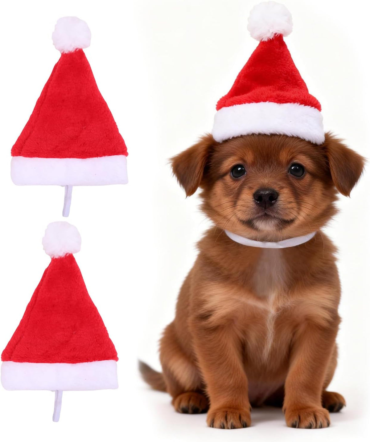 Yahpetes Pet Santa Hats Christmas Santa Claus Pet Christmas Hats 5.5"X7.8" Dog Costume for Puppy Kitten Small Cats Dogs Pets (2 Pcs)
