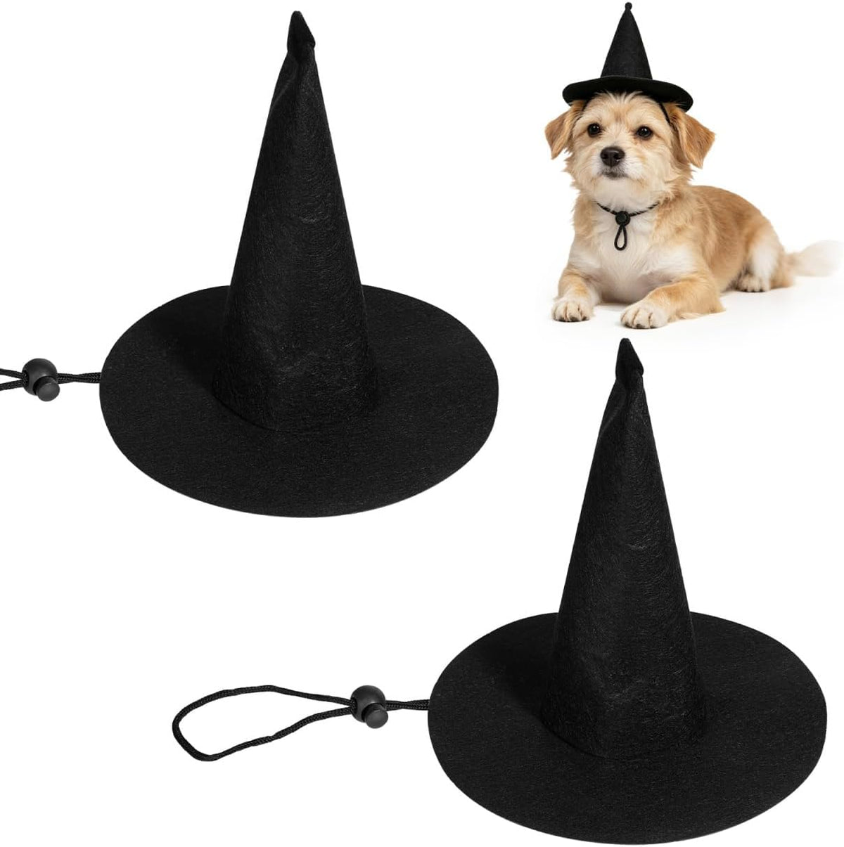 YARNOW 2 Pcs Dog Witch Hat Halloween Pet Hat Halloween Witch for Dog Cat Pet Costume Accessories, 17.00X16.00X12.50CM, Black