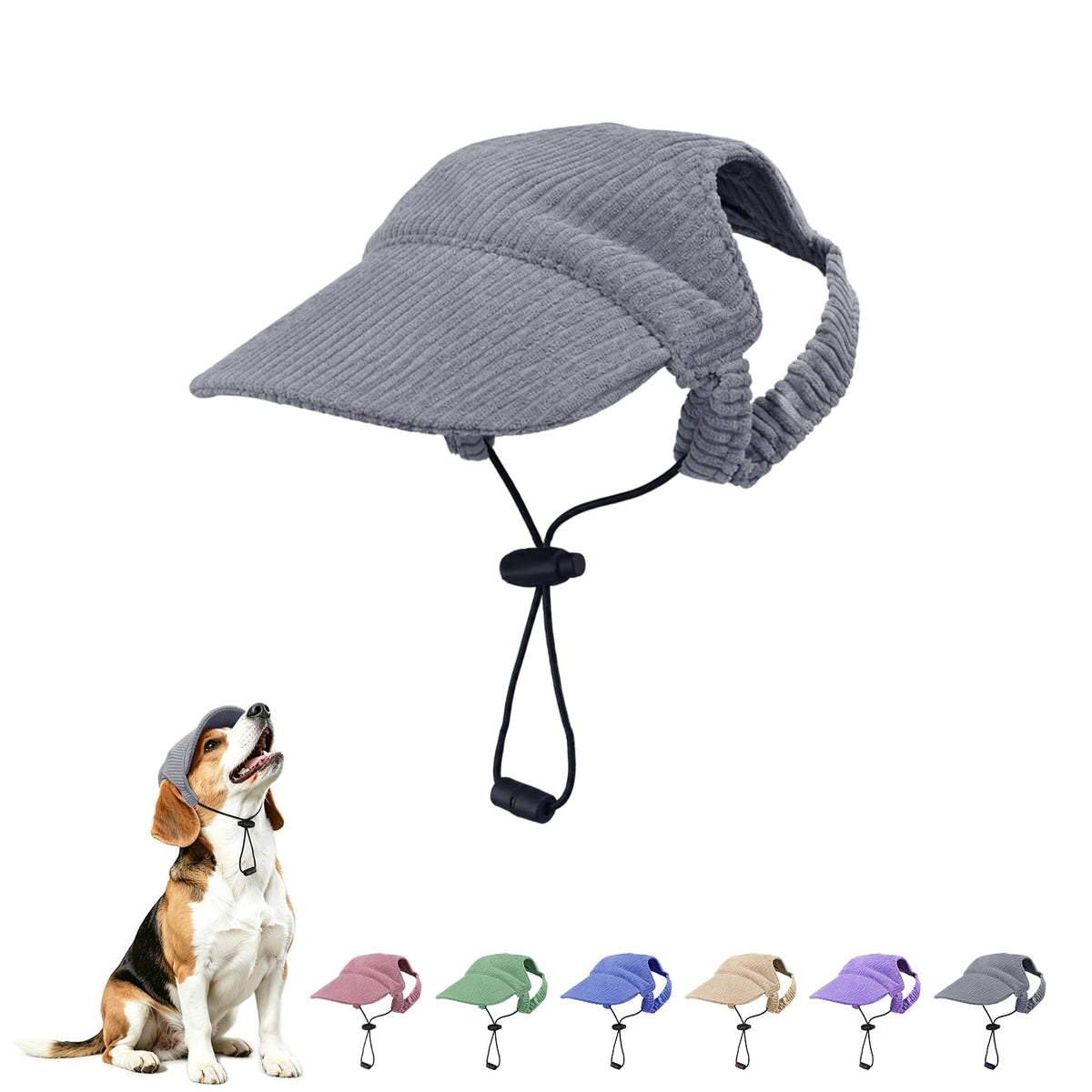 Dog Sun Hat with Ear Openings, Dog Baseball Cap with Anti-Slip Strap, Sun Protection Summer Beach Visor Hat for Dogs and Cats, Adjustable Puppy Cute Sun Cap Headdress (Pink, L)