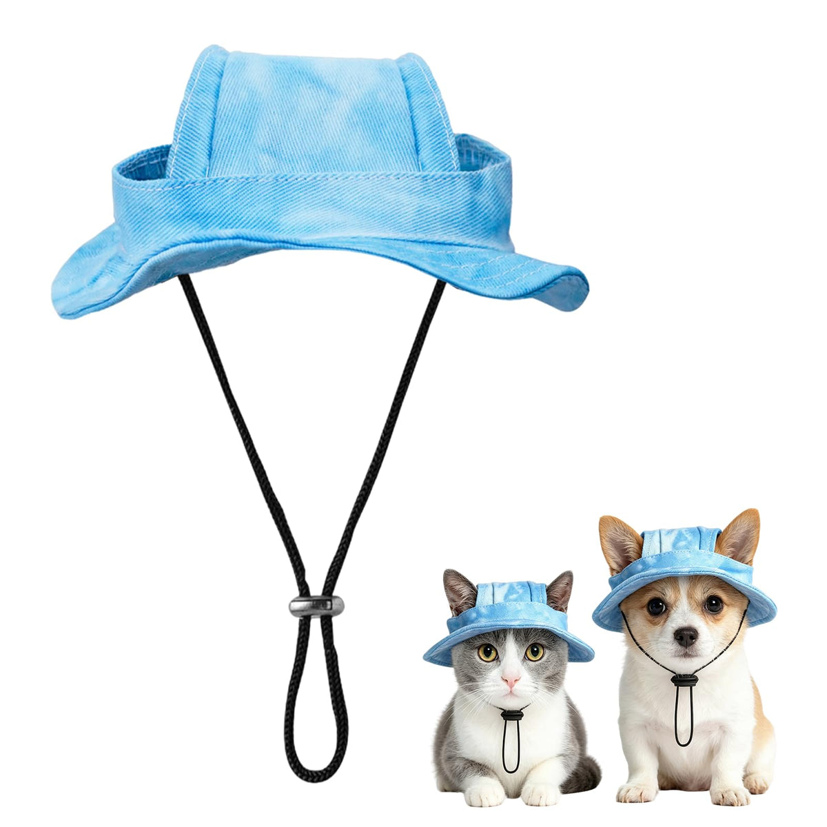Dog Sun Hat, Hat for Dogs with Ear Holes, Pet Apparel Accessories, Breathable Drawstring for Summer Sun Protection, Outdoor Walking and Beach Activities, Small and Medium Dogs(Pink Small)