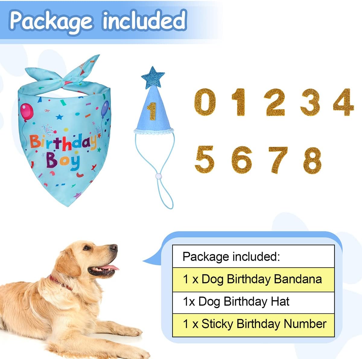 Dog Birthday Party Supplies,Dog Birthday Bandana,Dog Birthday Hat