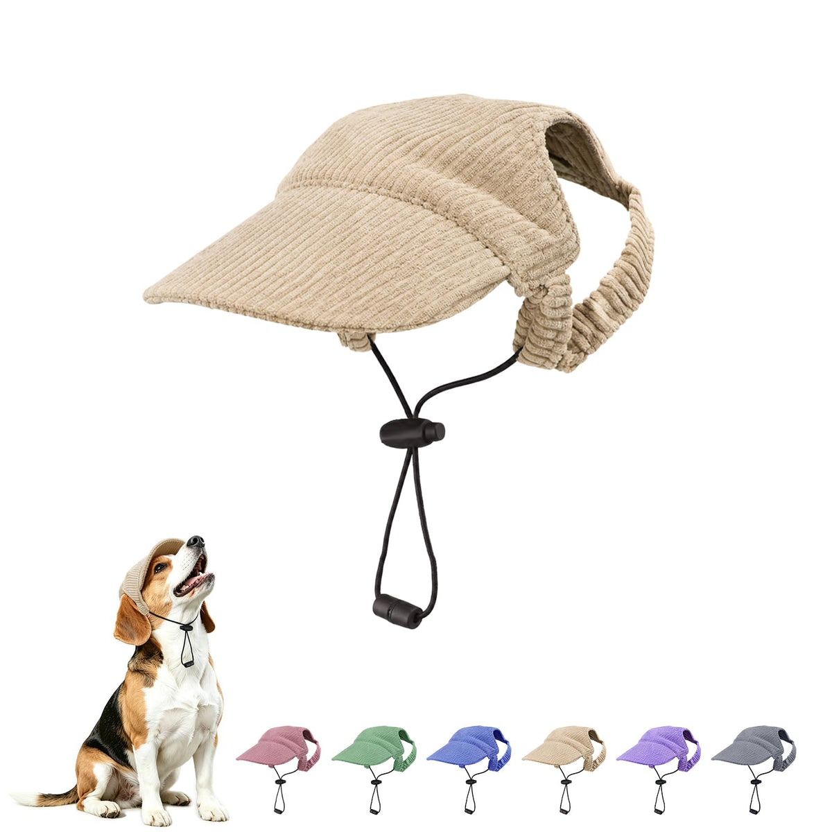 Dog Sun Hat with Ear Openings, Dog Baseball Cap with Anti-Slip Strap, Sun Protection Summer Beach Visor Hat for Dogs and Cats, Adjustable Puppy Cute Sun Cap Headdress (Pink, L)