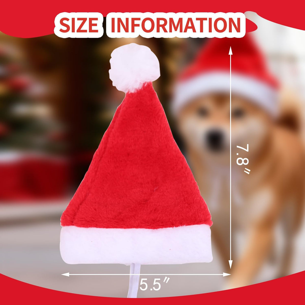 Yahpetes Pet Santa Hats Christmas Santa Claus Pet Christmas Hats 5.5"X7.8" Dog Costume for Puppy Kitten Small Cats Dogs Pets (2 Pcs)