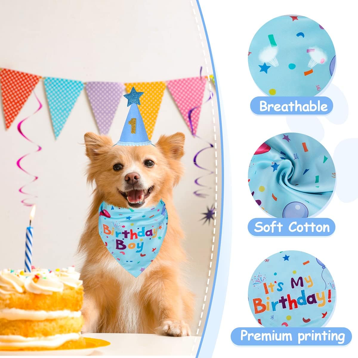 Dog Birthday Party Supplies,Dog Birthday Bandana,Dog Birthday Hat