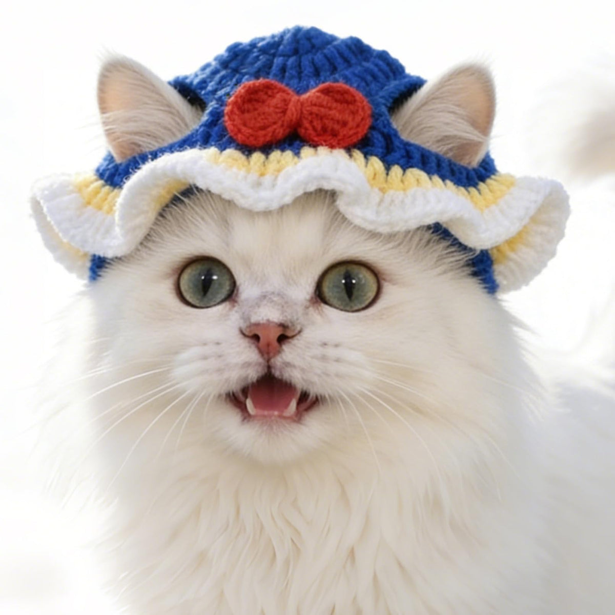 Strawberry Cat Hat, Cotton & Soft Cute Knitted Hats for Cats Birthday Party Christmas Puppy Hat for Small Pets (Red, M)