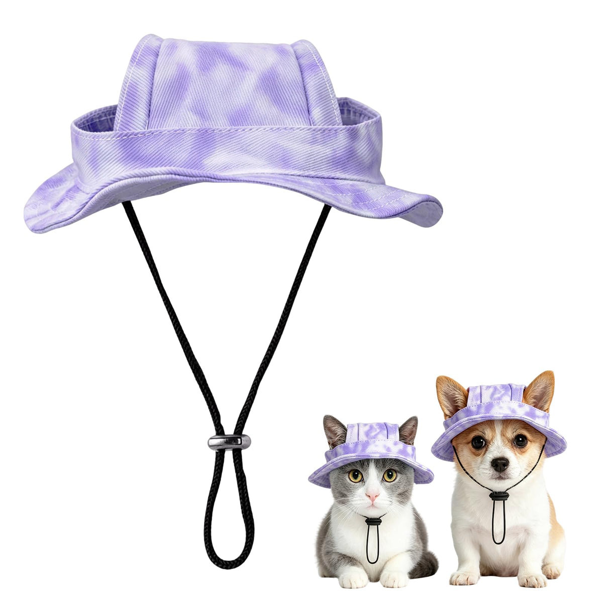 Dog Sun Hat, Hat for Dogs with Ear Holes, Pet Apparel Accessories, Breathable Drawstring for Summer Sun Protection, Outdoor Walking and Beach Activities, Small and Medium Dogs(Pink Small)