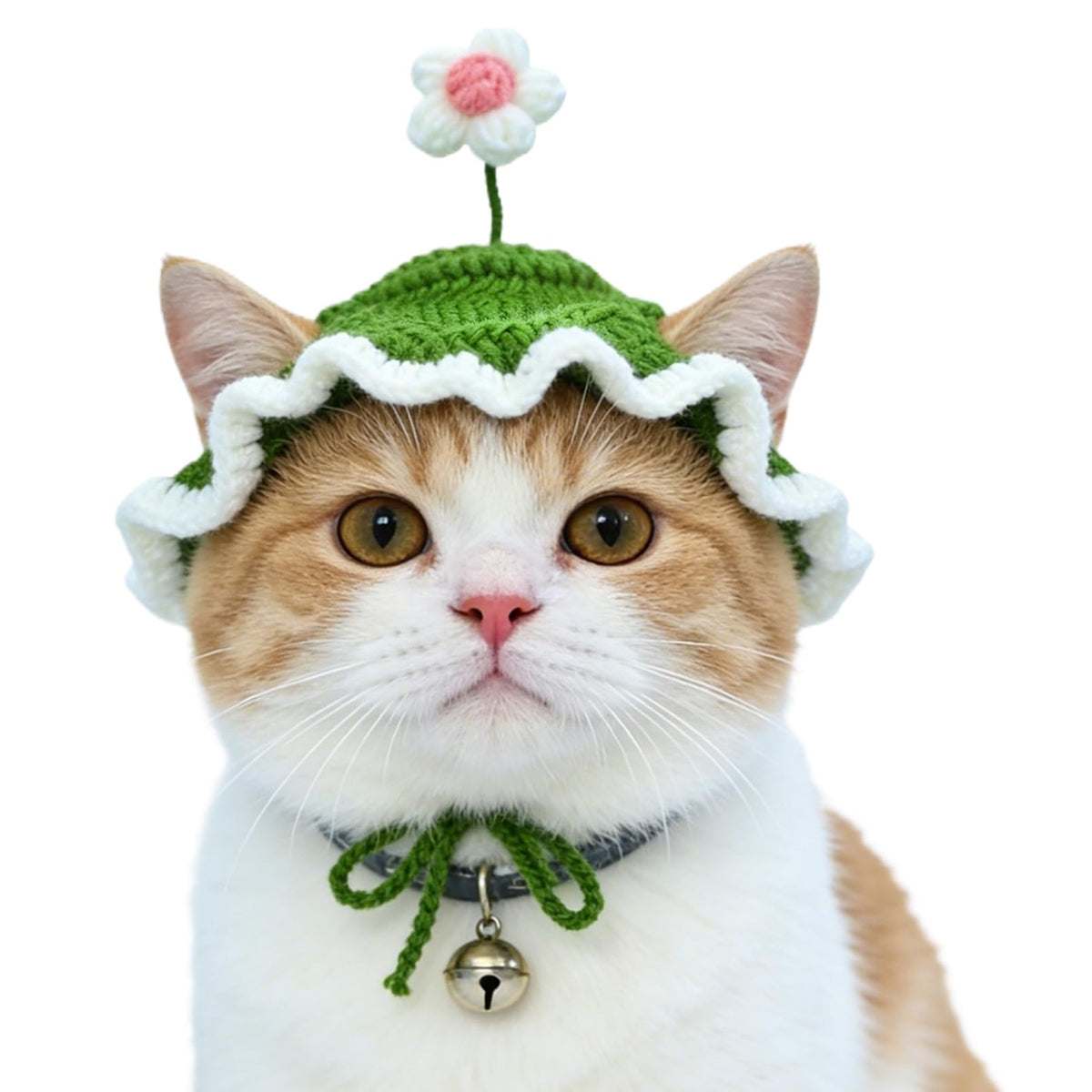 Strawberry Cat Hat, Cotton & Soft Cute Knitted Hats for Cats Birthday Party Christmas Puppy Hat for Small Pets (Red, M)