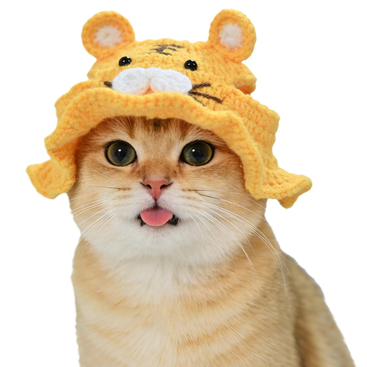 Strawberry Cat Hat, Cotton & Soft Cute Knitted Hats for Cats Birthday Party Christmas Puppy Hat for Small Pets (Red, M)