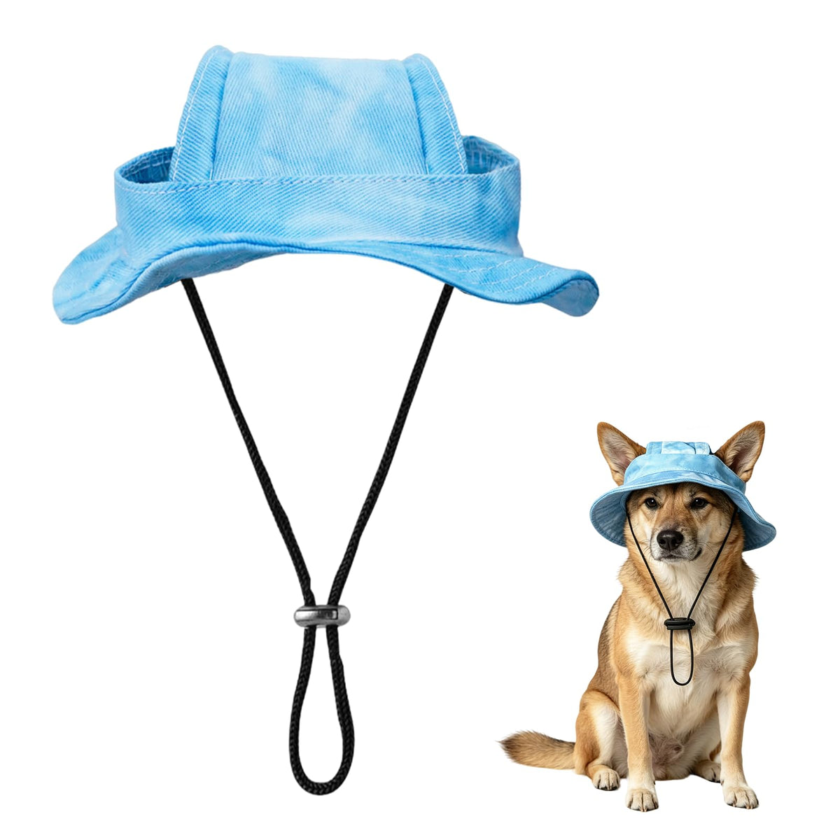 Dog Sun Hat, Hat for Dogs with Ear Holes, Pet Apparel Accessories, Breathable Drawstring for Summer Sun Protection, Outdoor Walking and Beach Activities, Small and Medium Dogs(Pink Small)