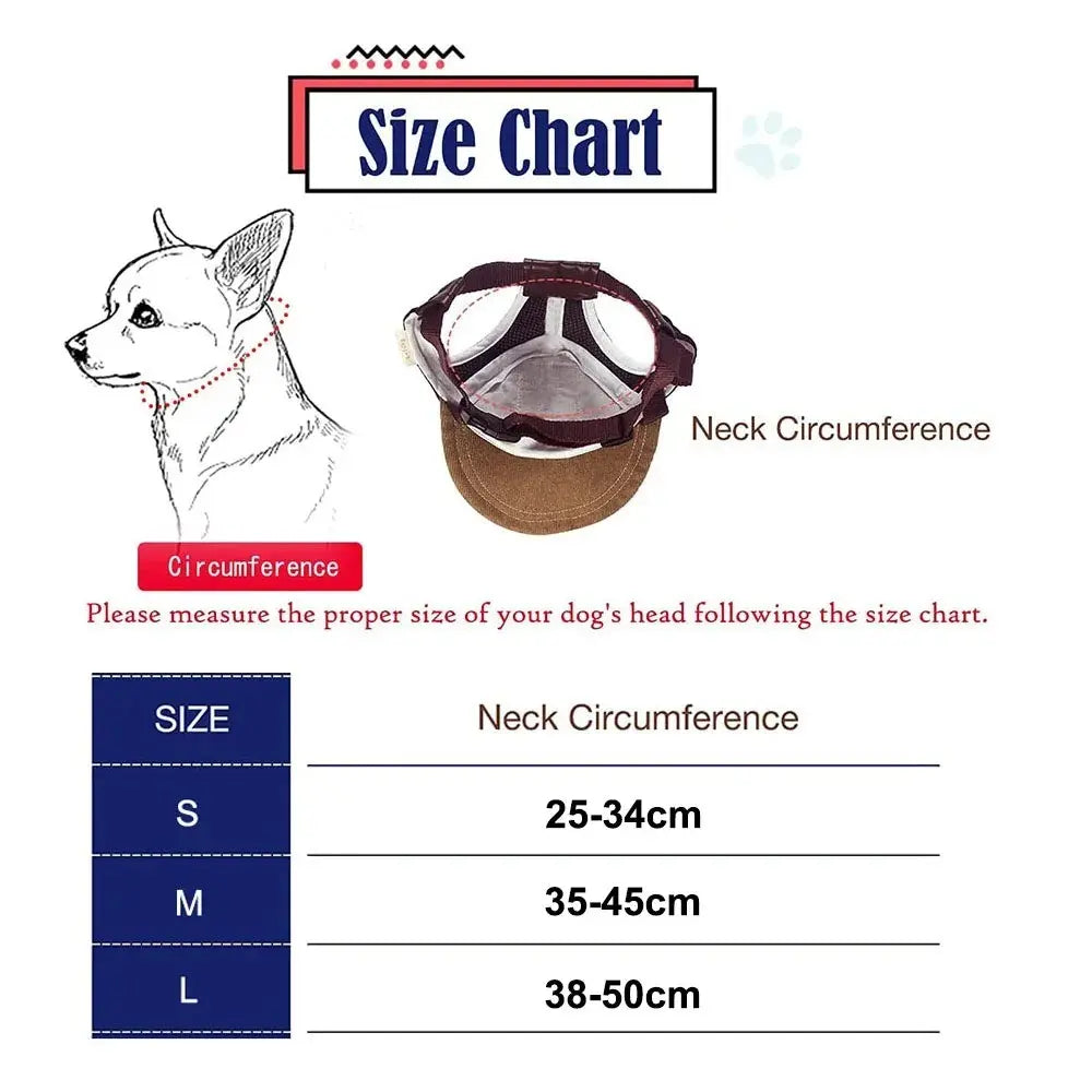 Dog Hat, Clothing, Sun Protection Baseball Cap, Adjustable Outdoor Sports Hat with Ear Holes, Suitable for Small, Medium, and Large Dogs