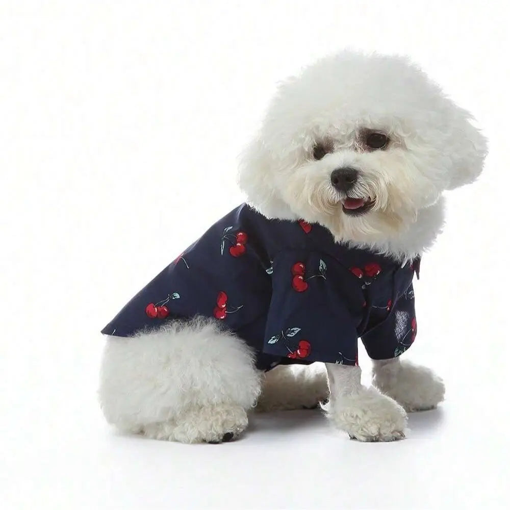 Pet Shirt with Cherry Pattern, Breathable & Cooling Design, Ideal for Spring/summer Wear, Available in Vibrant Colors
