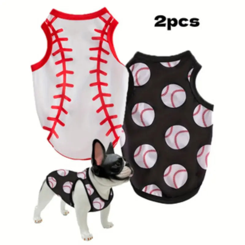 2-Pack Baseball Style Dog Tank Tops, Breathable Sleeveless Pet Clothes, Puppy Clothes, Suitable for Small to Medium Dogs, All-Season Wear