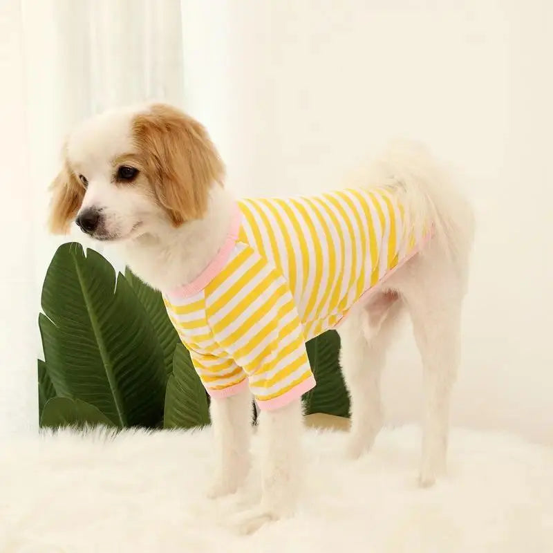 Soft Cotton Striped Casual Graphic Pet Vest - Multi-Size, Moisture-Wicking, Breathable Fabric Cooling Summer Tank Top for Small Animals (Chihuahua, Pug Puppy) Pet Clothing Accessories (S-XXL)