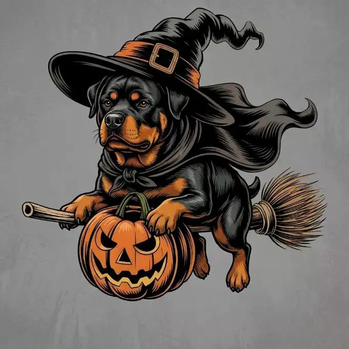 Comfort Colors Burnt Orange Custom Witch Costume Dog Halloween T-Shirt, 50+ Dog Breeds Available, Funny Spooky Pet Lover Tee