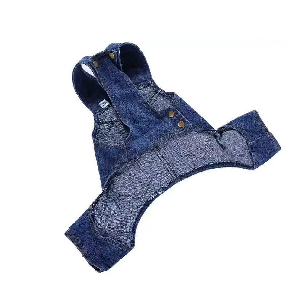 Soft Denim Strap Pants for Pets, Dog Clothes, Husky Clothes, Puppy, Four-Legged Onesie, All-Season Wear, Suitable for Small to Medium Dogs