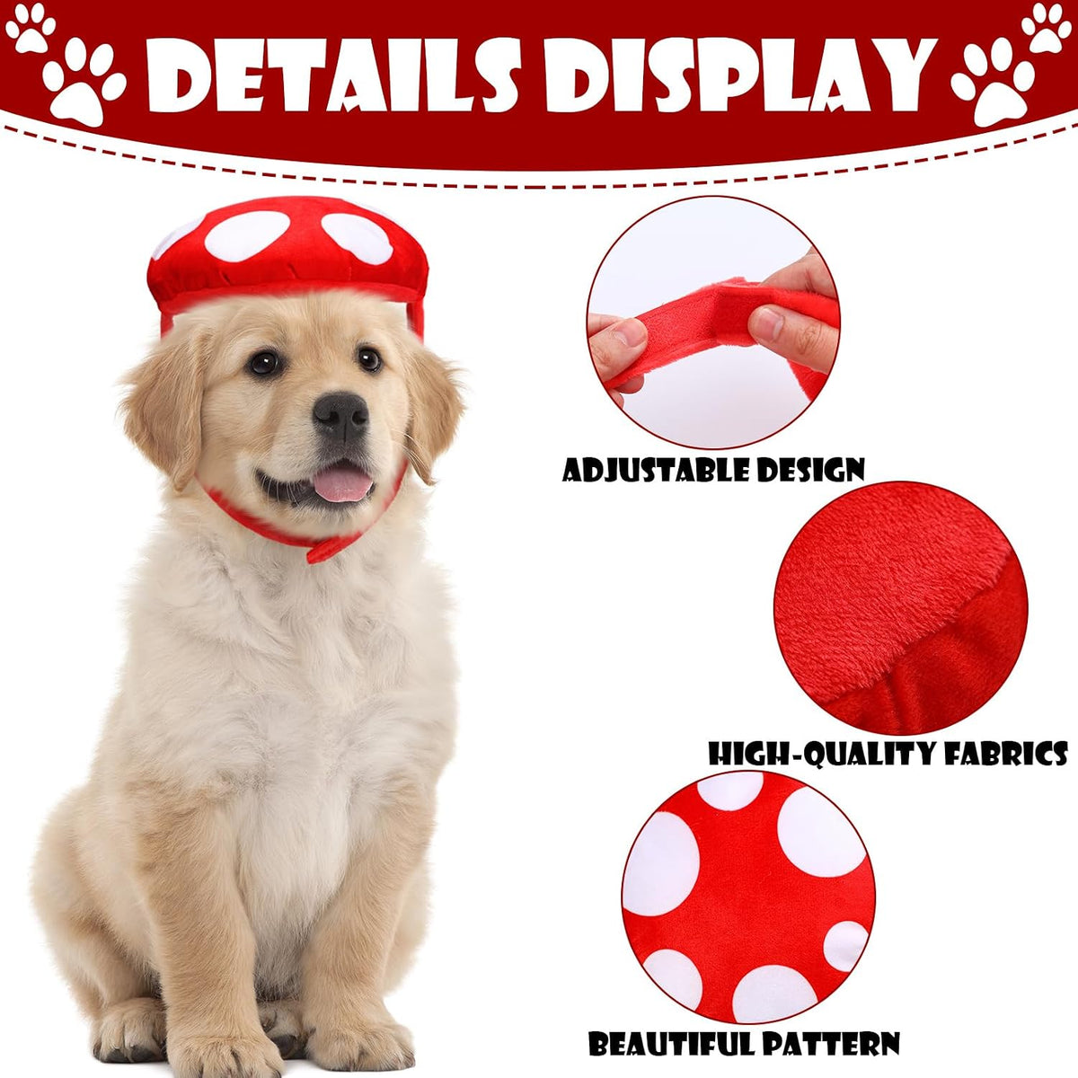 Huhumy Halloween Mushroom Costumes for Dog, Mushroom Dog Hat
