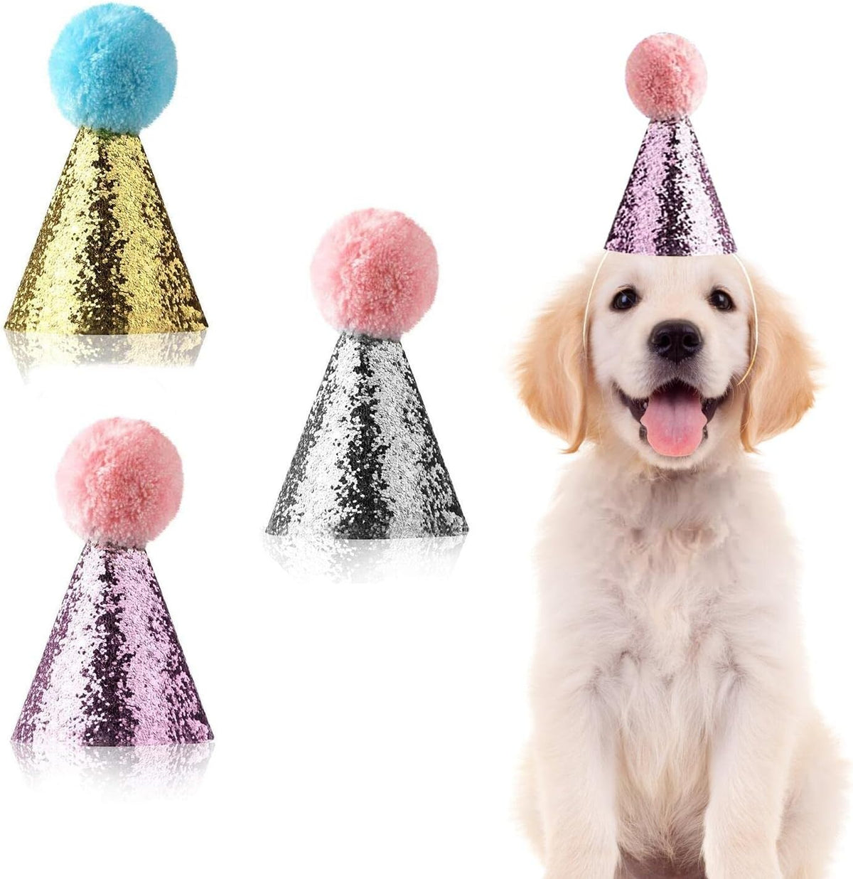 3pcs Dog Birthday Hat for Pets Party Decoration Supplies， Cat Kitten Headband Hats Charms Grooming Accessories
