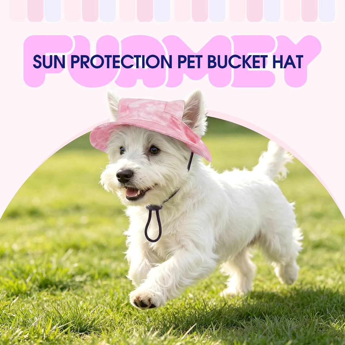 FUAMEY Dog Bucket Hat with Ear Holes Adjustable Sun Hats for Dogs Cats