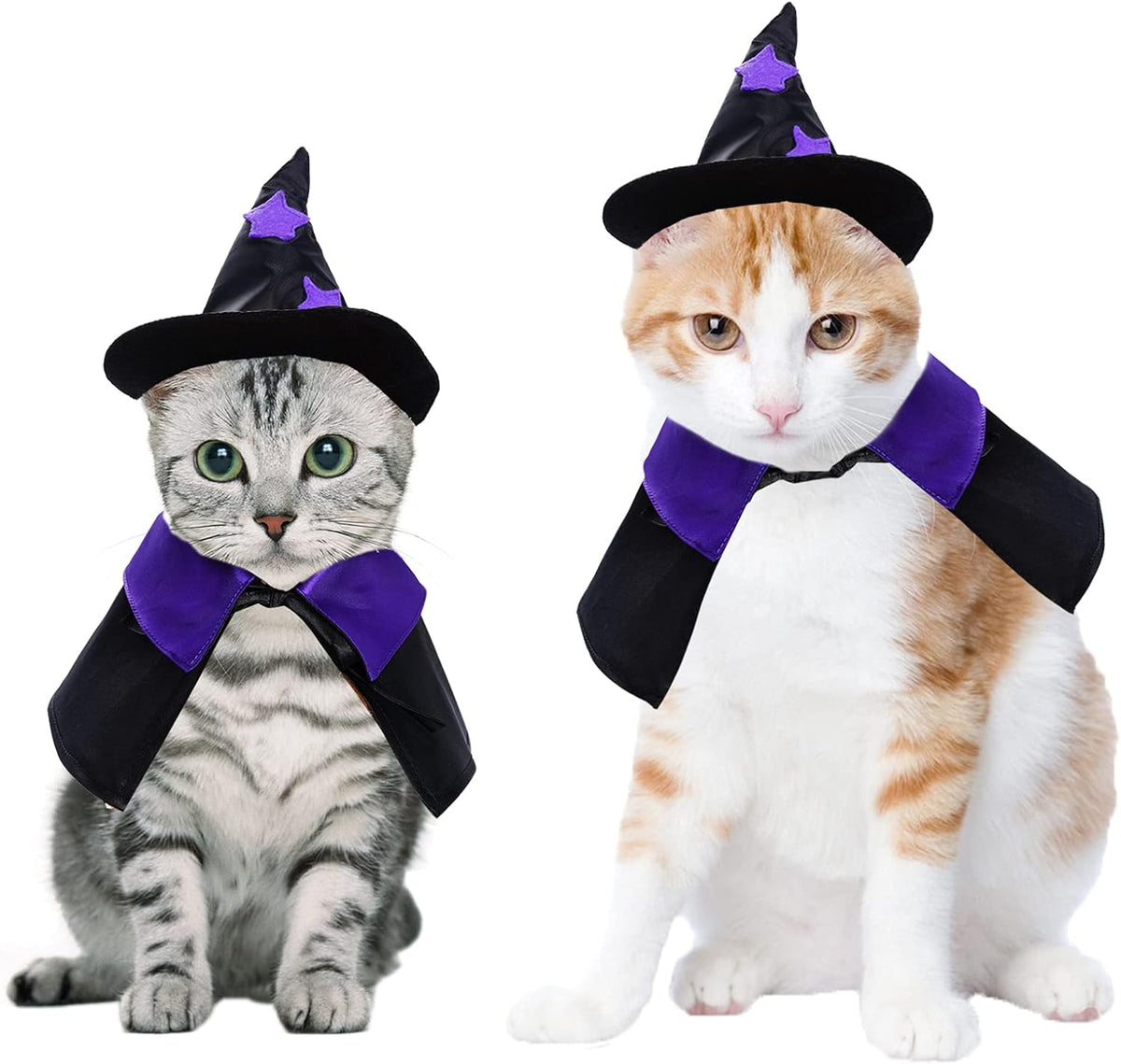 Dxhycc Halloween Pet Costume Cat Wizard Costume Funny Wizard Cat Clothes Cloak and Hat for Small Dogs Outfits