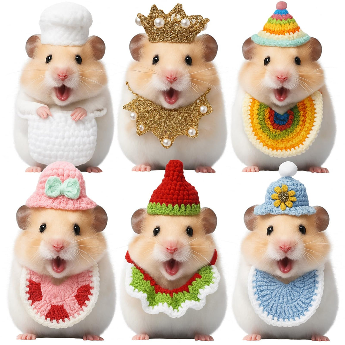 Silkfly 12 Pcs Mini Pet Hat, Crochet Hat for Small Animals, Fresh