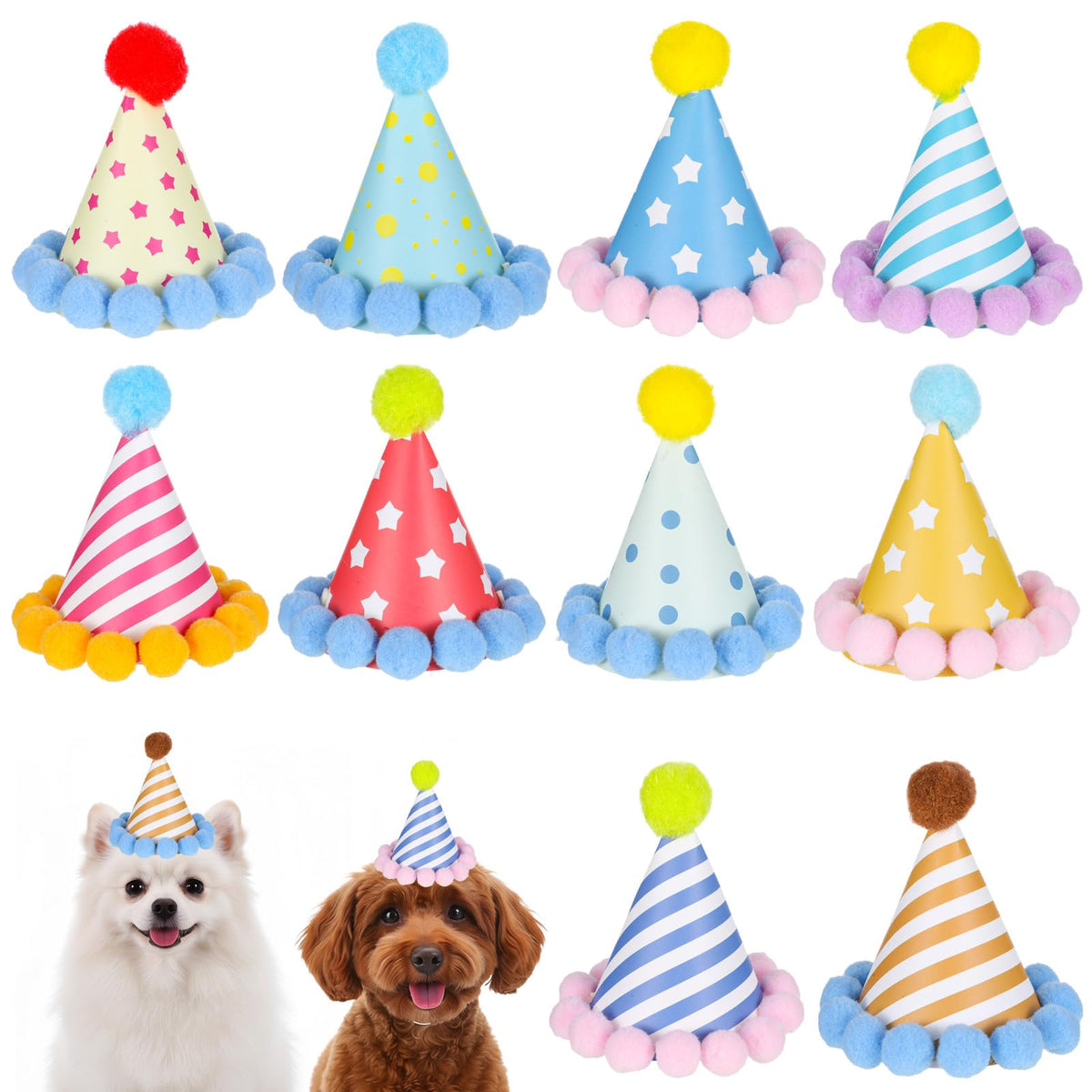 Tucnoeu 10pcs Colorful Mini Party Hats, Cute Party Hats for Stuffed Animals