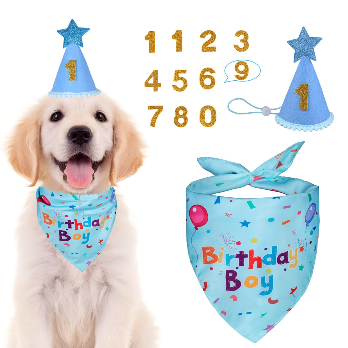 Dog Birthday Party Supplies,Dog Birthday Bandana,Dog Birthday Hat