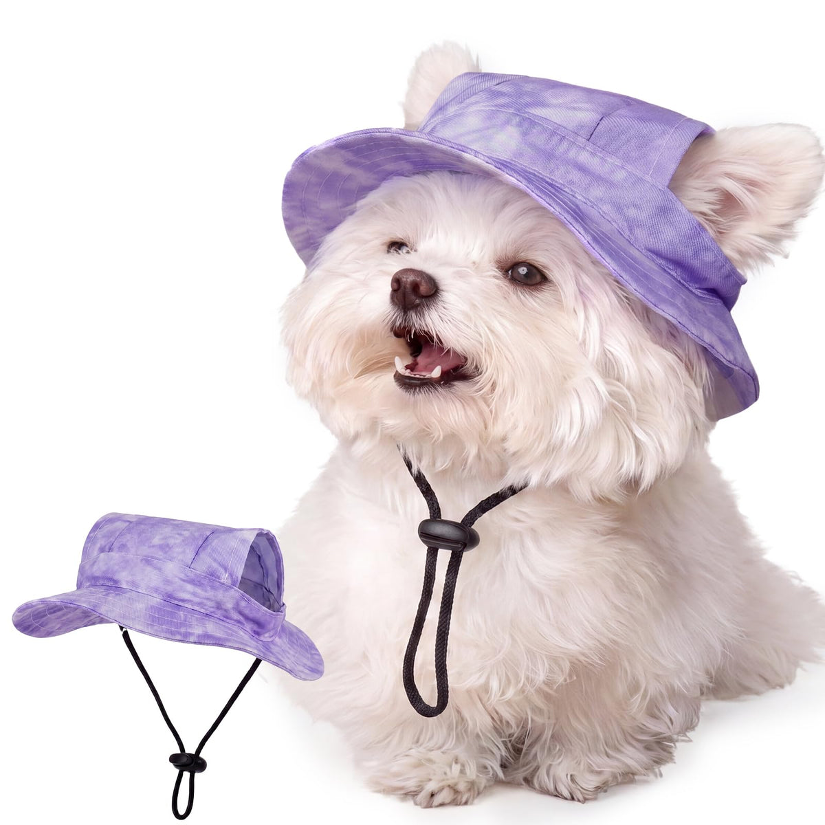 FUAMEY Dog Bucket Hat with Ear Holes Adjustable Sun Hats for Dogs Cats