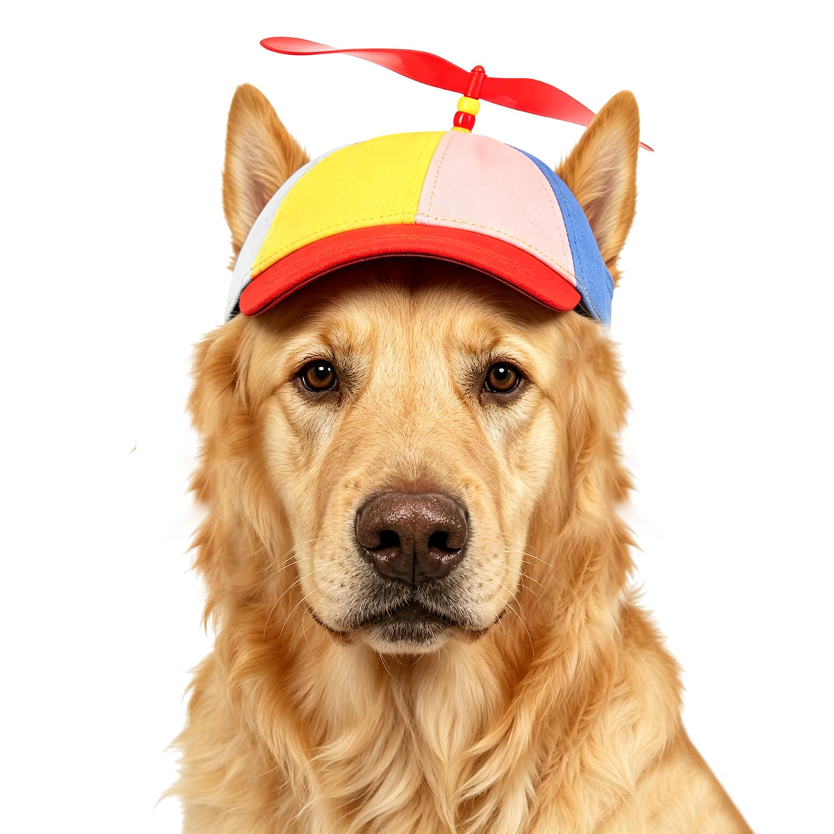 Dog Propeller Hat Funny Pet Rainbow Helicopter Design Baseball Cap Adjustable Pet Sun Protection Summer Outdoor Sun Hat Party Decoration Photo Headwear Outfit for Small Dog & Cat S Size