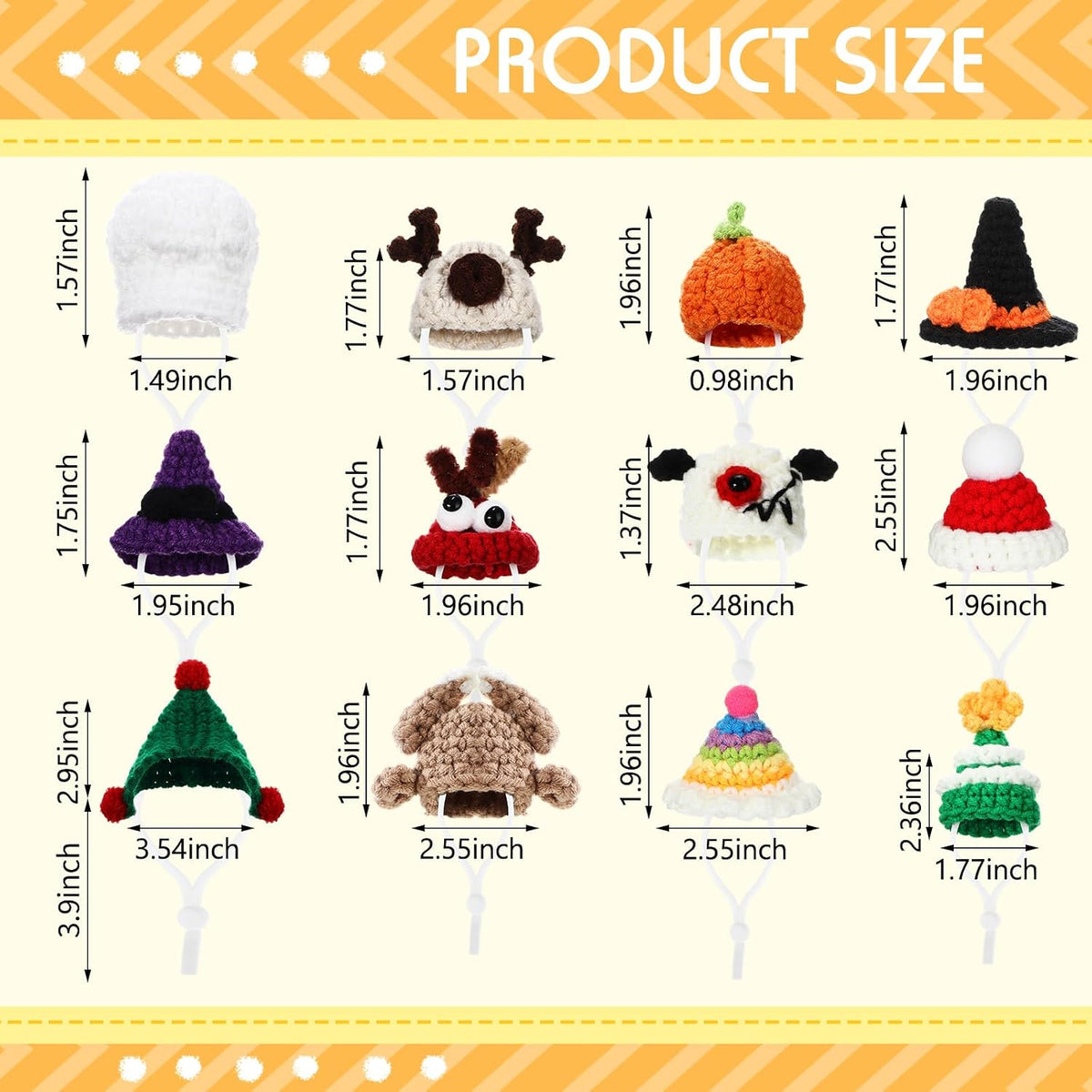 Silkfly 12 Pcs Mini Pet Hat, Crochet Hat for Small Animals, Classic
