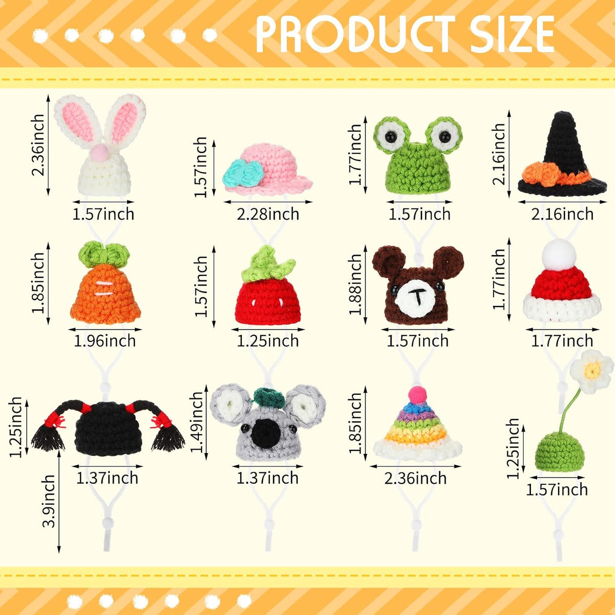 Silkfly 12 Pcs Mini Pet Hat, Crochet Hat for Small Animals, Fresh