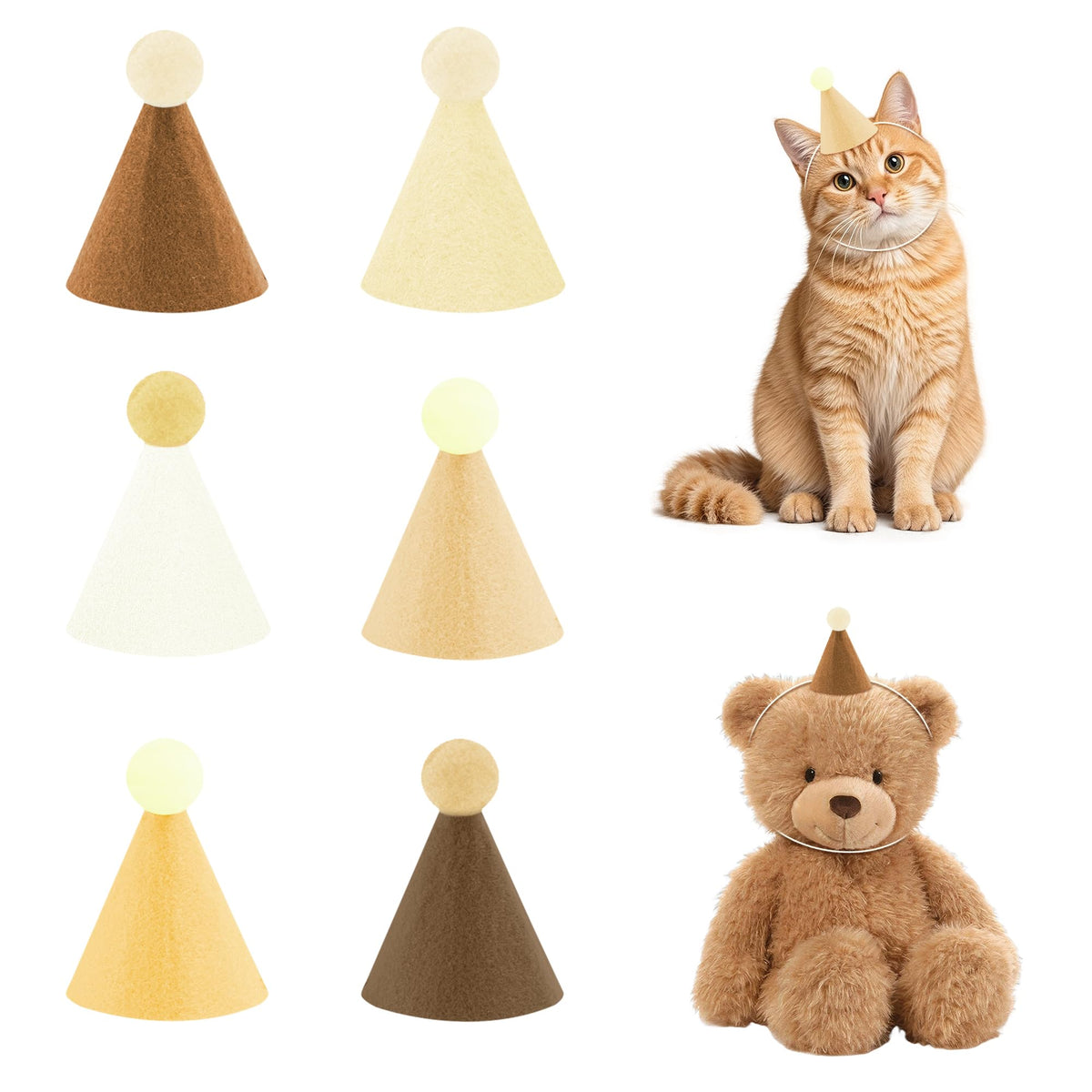 CANREVEL Mini Party Hats for Stuffed Animals Headwear, Birthday Hats