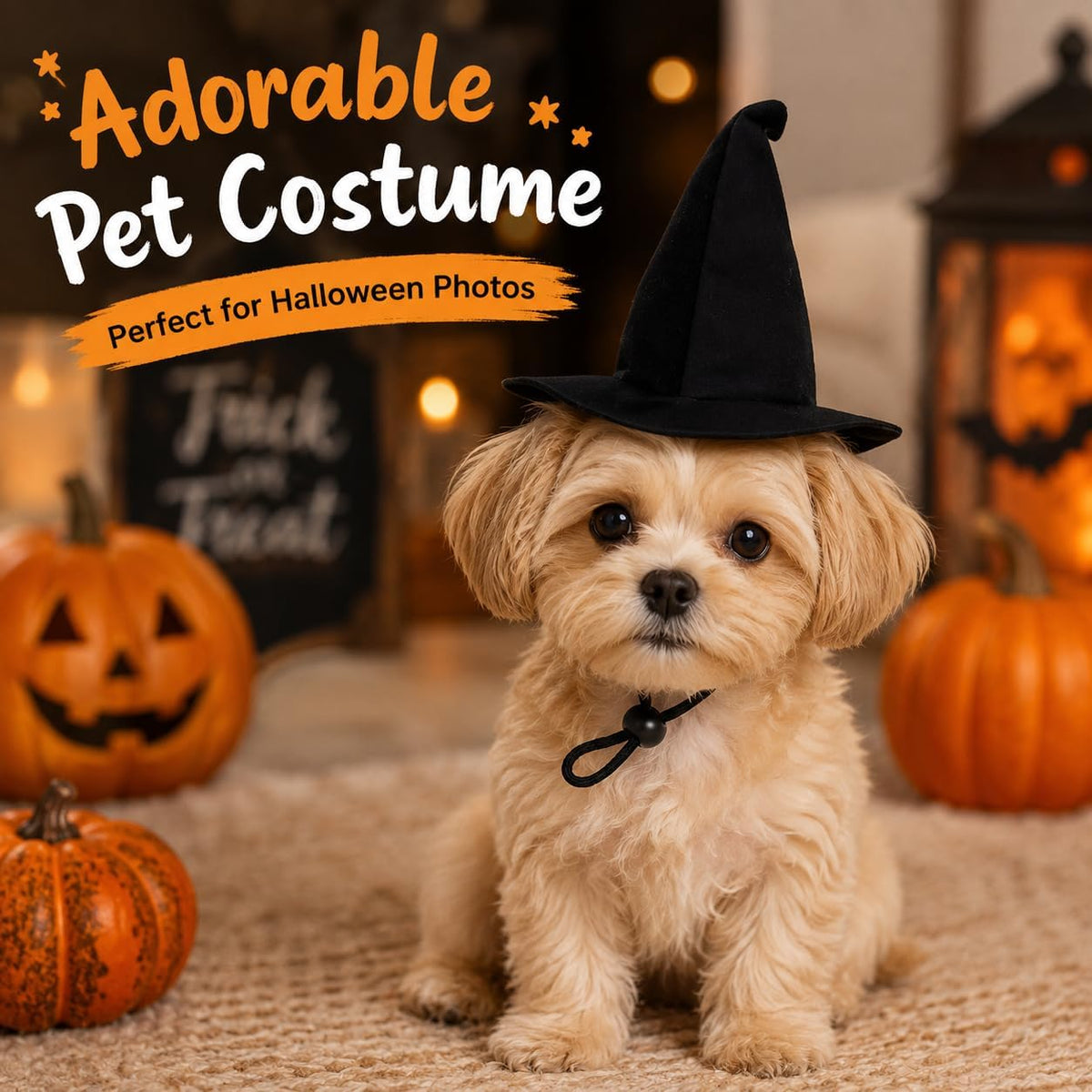 2Pcs Dog Witch Hats, Black Halloween Pet Hats for Dogs and Cats