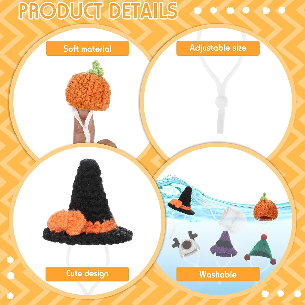 Silkfly 12 Pcs Mini Pet Hat, Crochet Hat for Small Animals, Classic