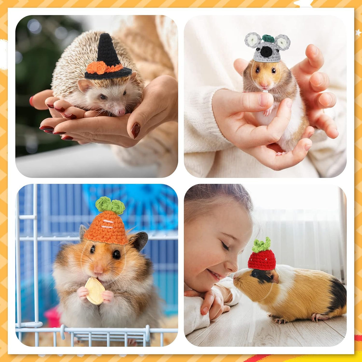 Silkfly 12 Pcs Mini Pet Hat, Crochet Hat for Small Animals, Fresh