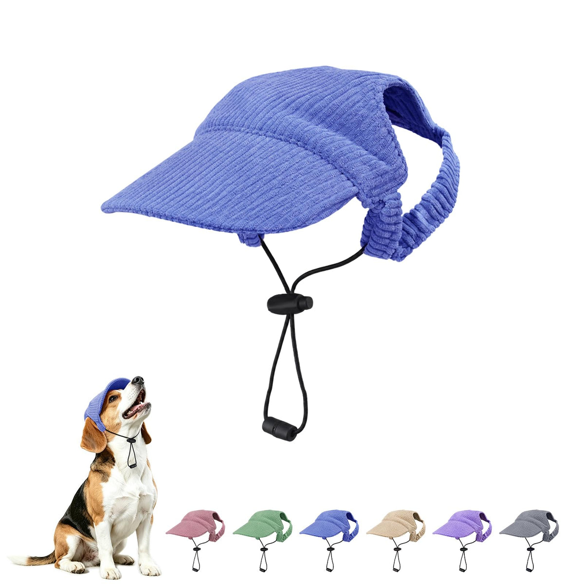Dog Sun Hat with Ear Openings, Dog Baseball Cap with Anti-Slip Strap, Sun Protection Summer Beach Visor Hat for Dogs and Cats, Adjustable Puppy Cute Sun Cap Headdress (Pink, L)