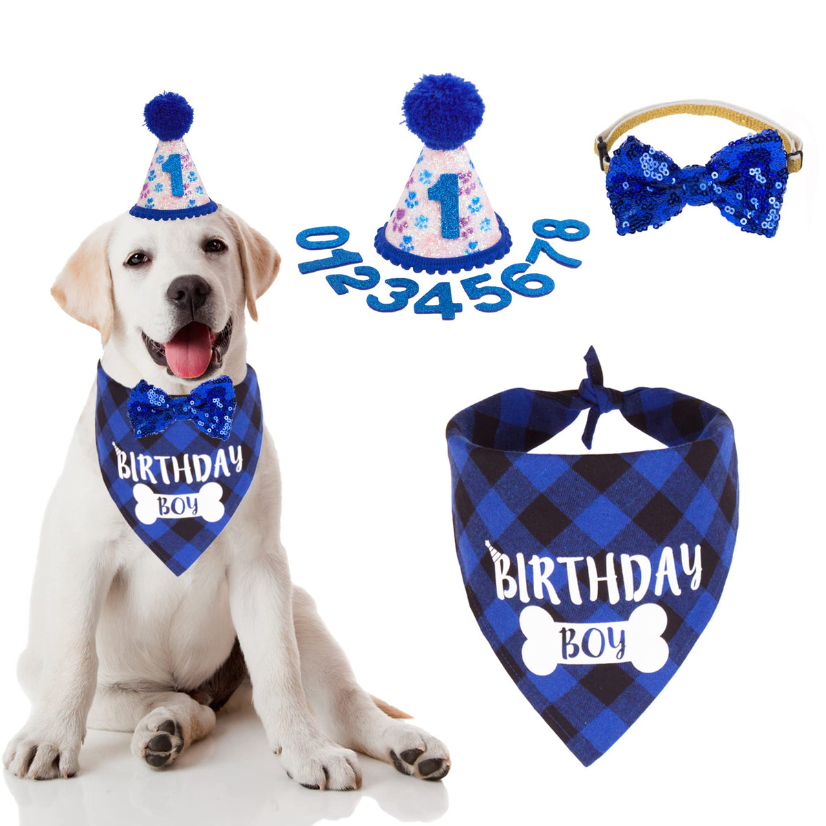 ADOGGYGO Dog Birthday Hat, Pink Birthday Girl Bandana Set, Small