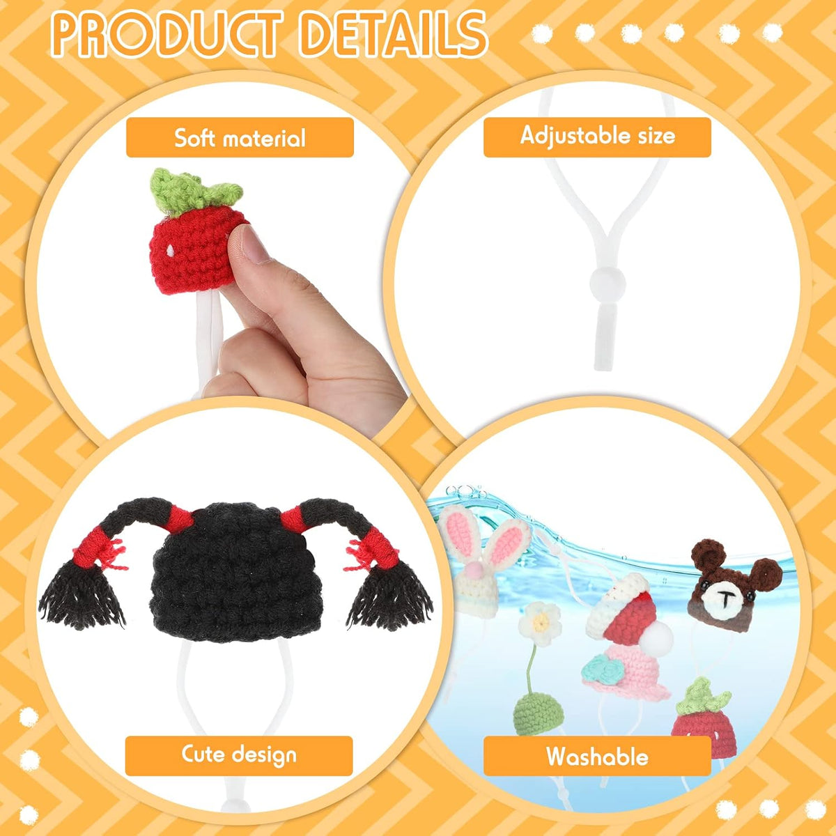 Silkfly 12 Pcs Mini Pet Hat, Crochet Hat for Small Animals, Fresh