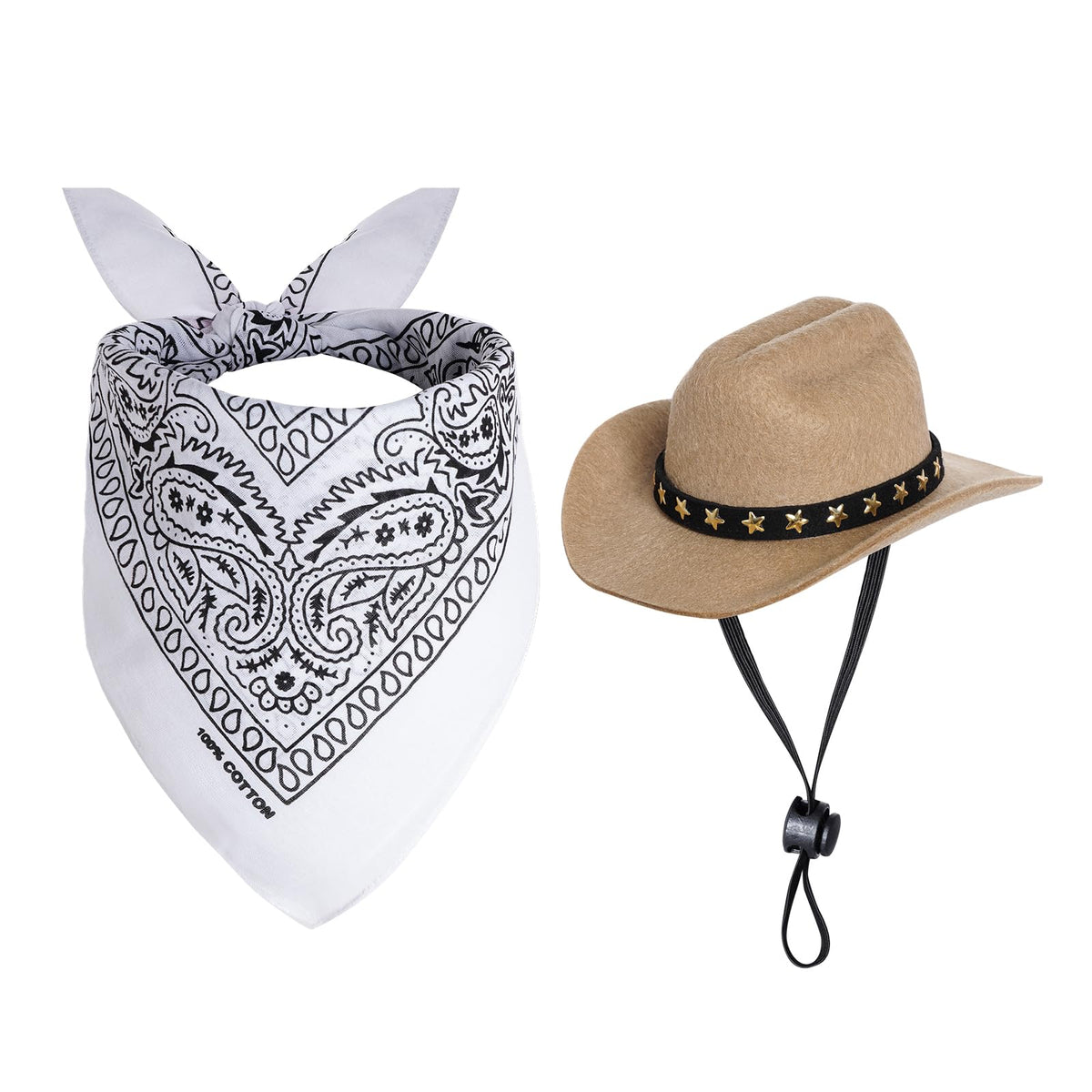 choyaxo Pet Cowboy Costume Halloween Costumes for Dogs Cat Cowboy Hat with Bandana Scarf (Small)