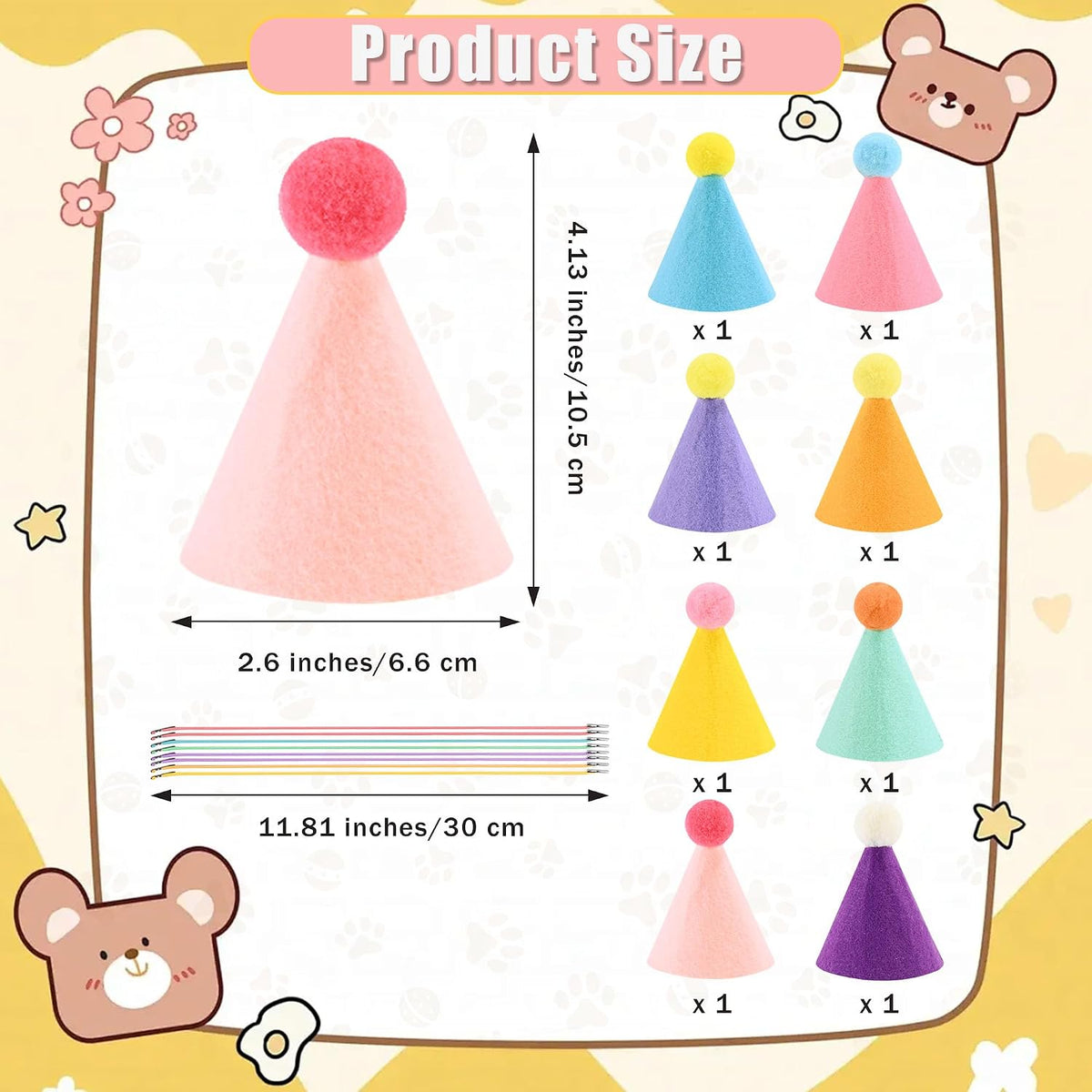 CANREVEL Mini Party Hats for Stuffed Animals Headwear, Birthday Hats